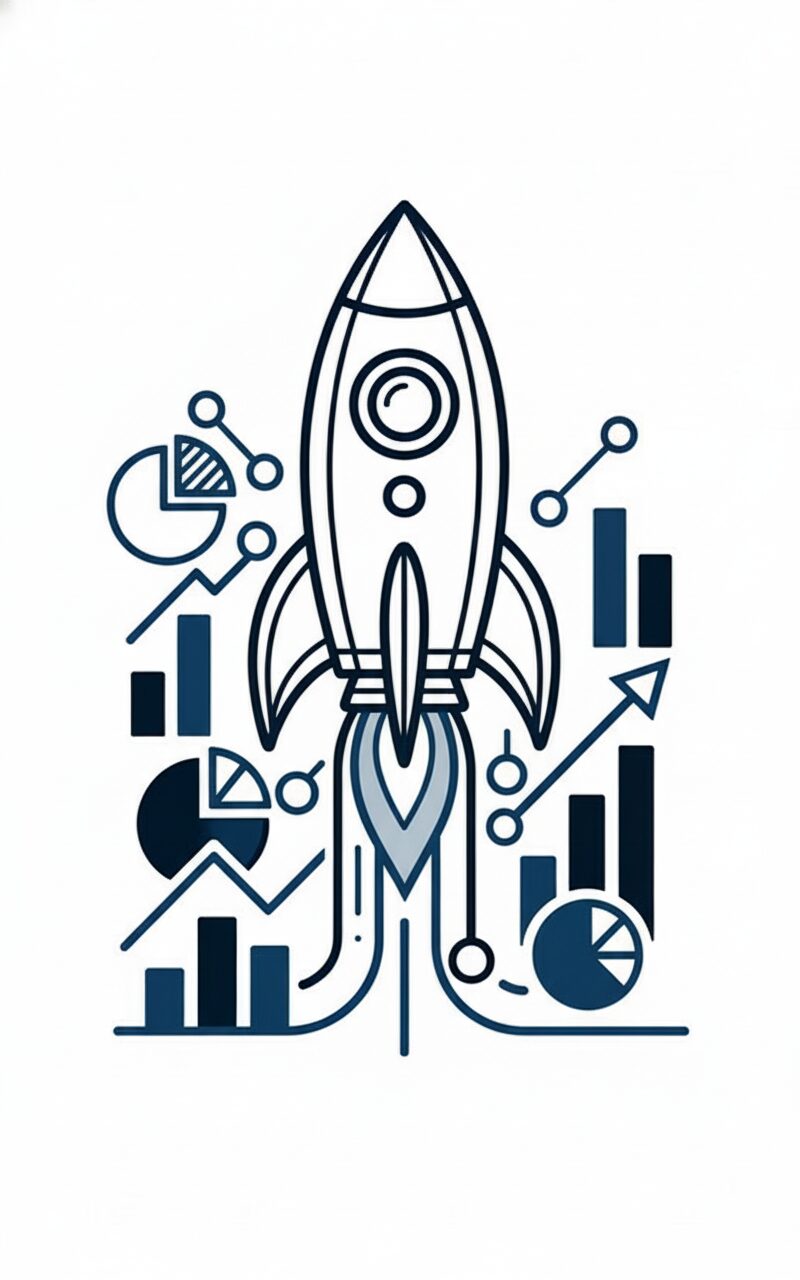 Devasaa data-driven marketing rocket icon for business growth